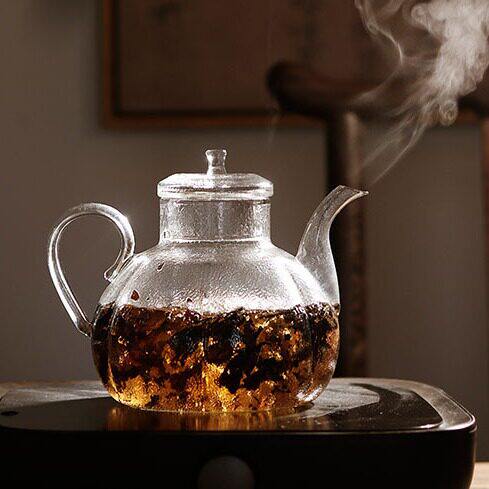日式手工锤纹耐热玻璃煮茶壶