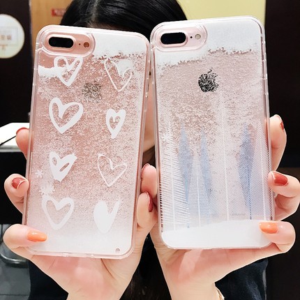韩国创意流沙苹果X手机壳iPhone7plus个性防摔8p雪花软壳全包6s潮