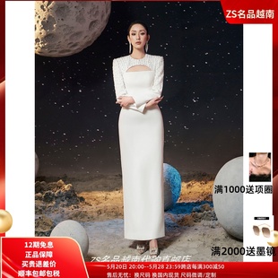 圆领长袖 ZS名品越南设计师 2024新款 轻奢优雅连衣裙 Muse 高腰修身