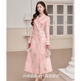 新款 ZS名品越南设计师 冬季 White 温柔甜美名媛提花高腰长裙 plan