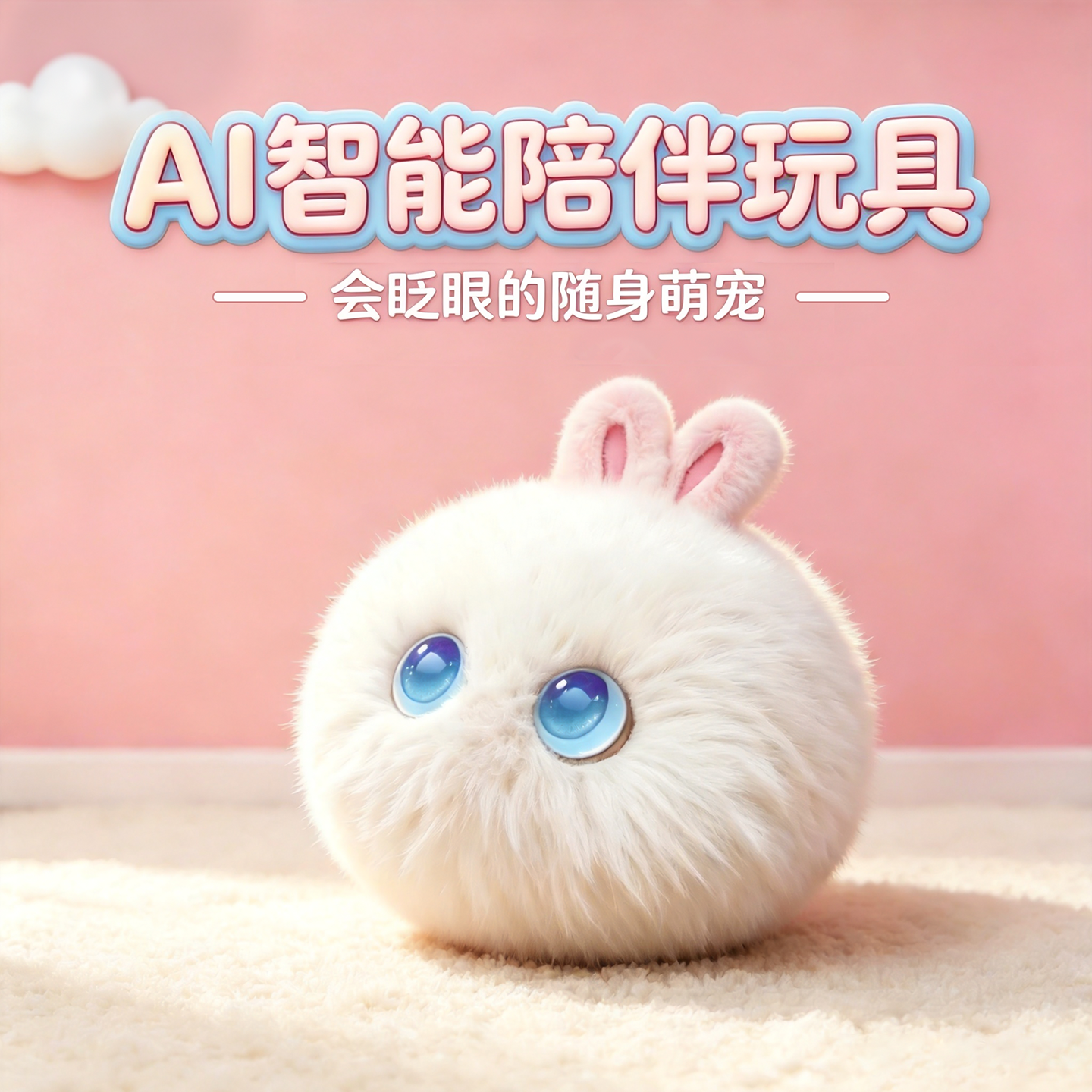 会眨眼强互动AI对话大模型精灵兔子毛绒电子玩具早教陪伴时尚挂件