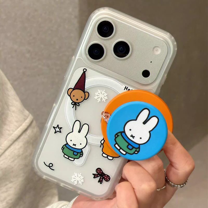 可爱卡通米菲兔磁吸支架适用苹果17手机壳iphone16promax肤感15新款14防摔保护套13