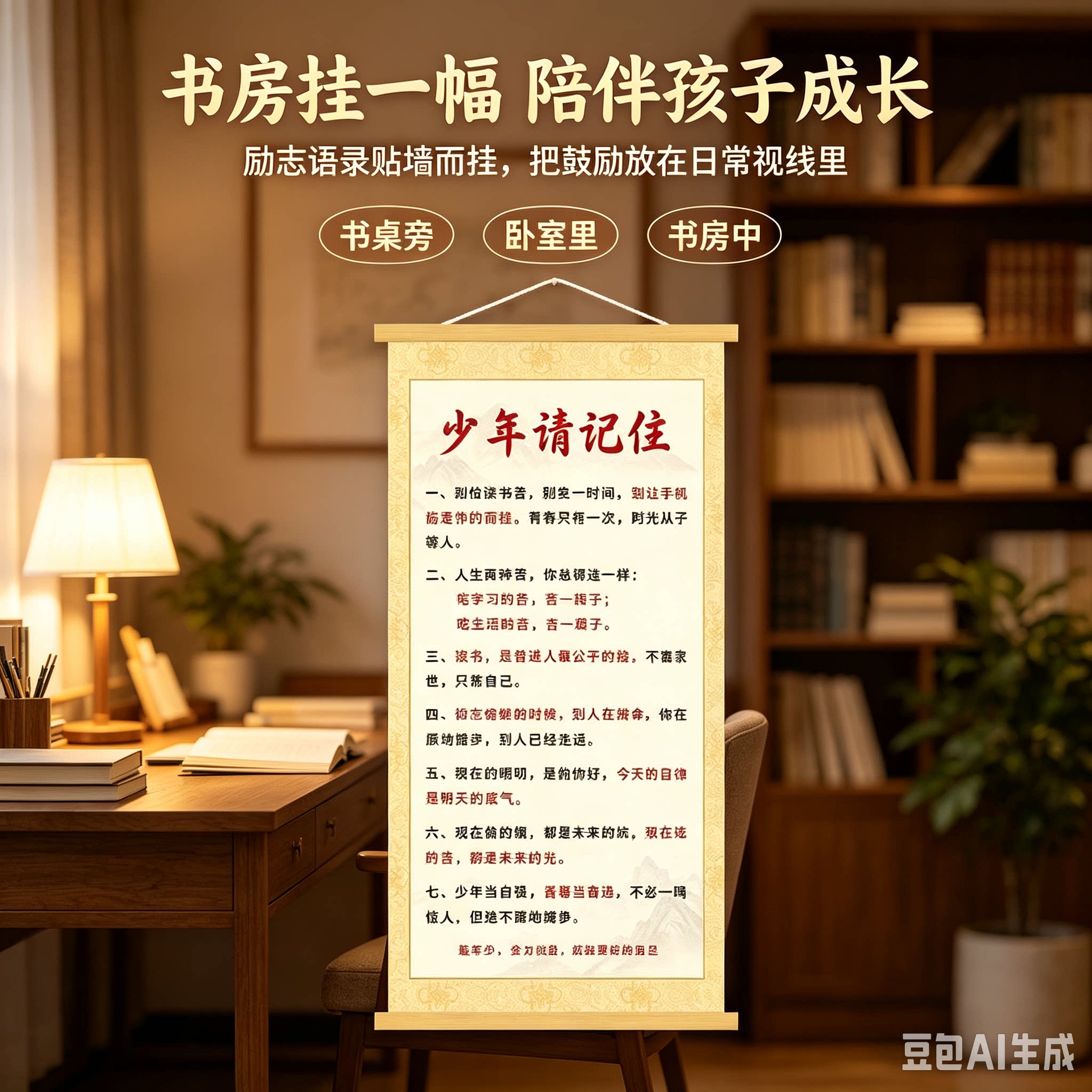 【读书是zui好的出路】新中式家训挂画客厅书房教育装饰挂画JM