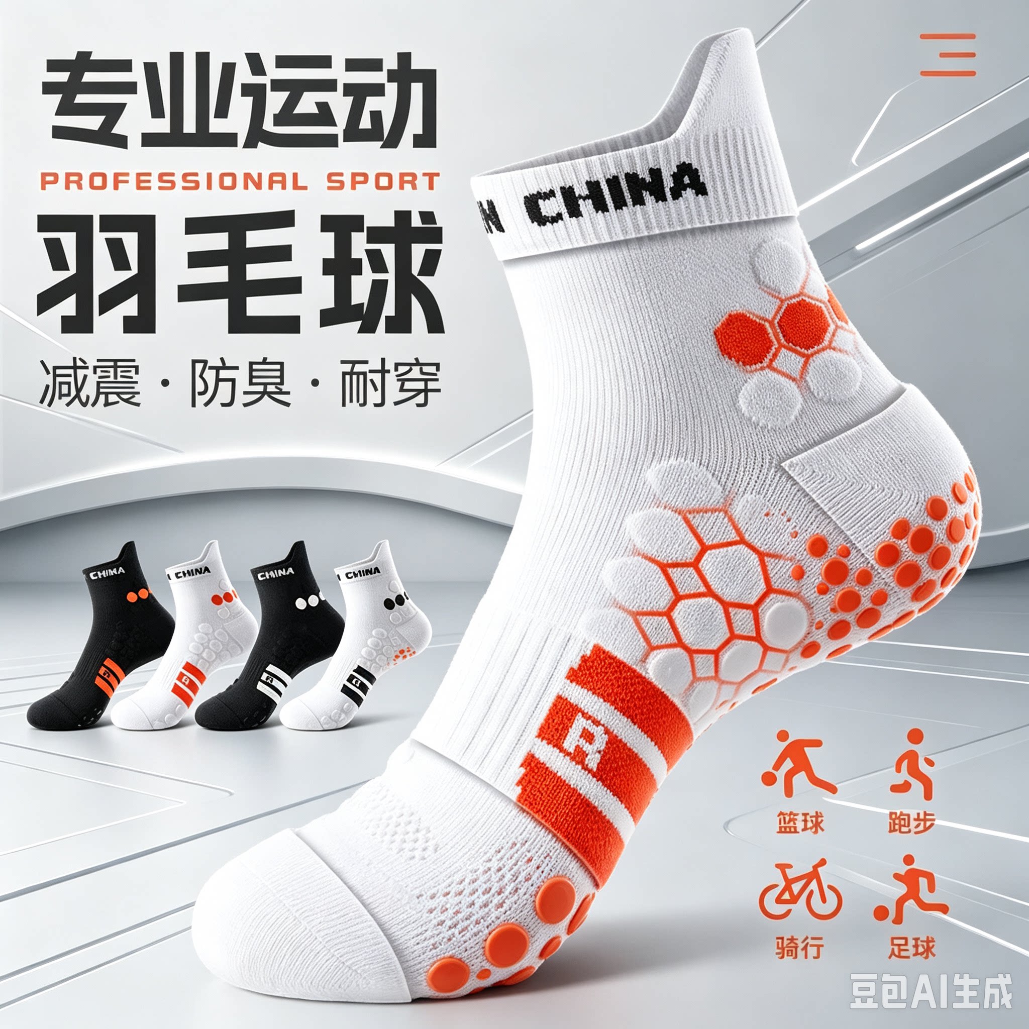 【运动专用】运动袜中筒棉防臭加厚羽毛球马拉松专业跑步JM