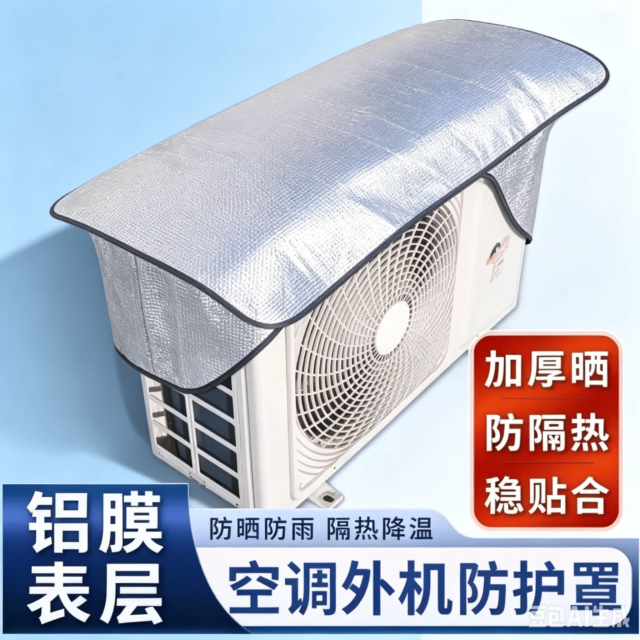 空调外机防晒铝膜罩通用款加厚隔热降温防雨防尘室外机保护套JM