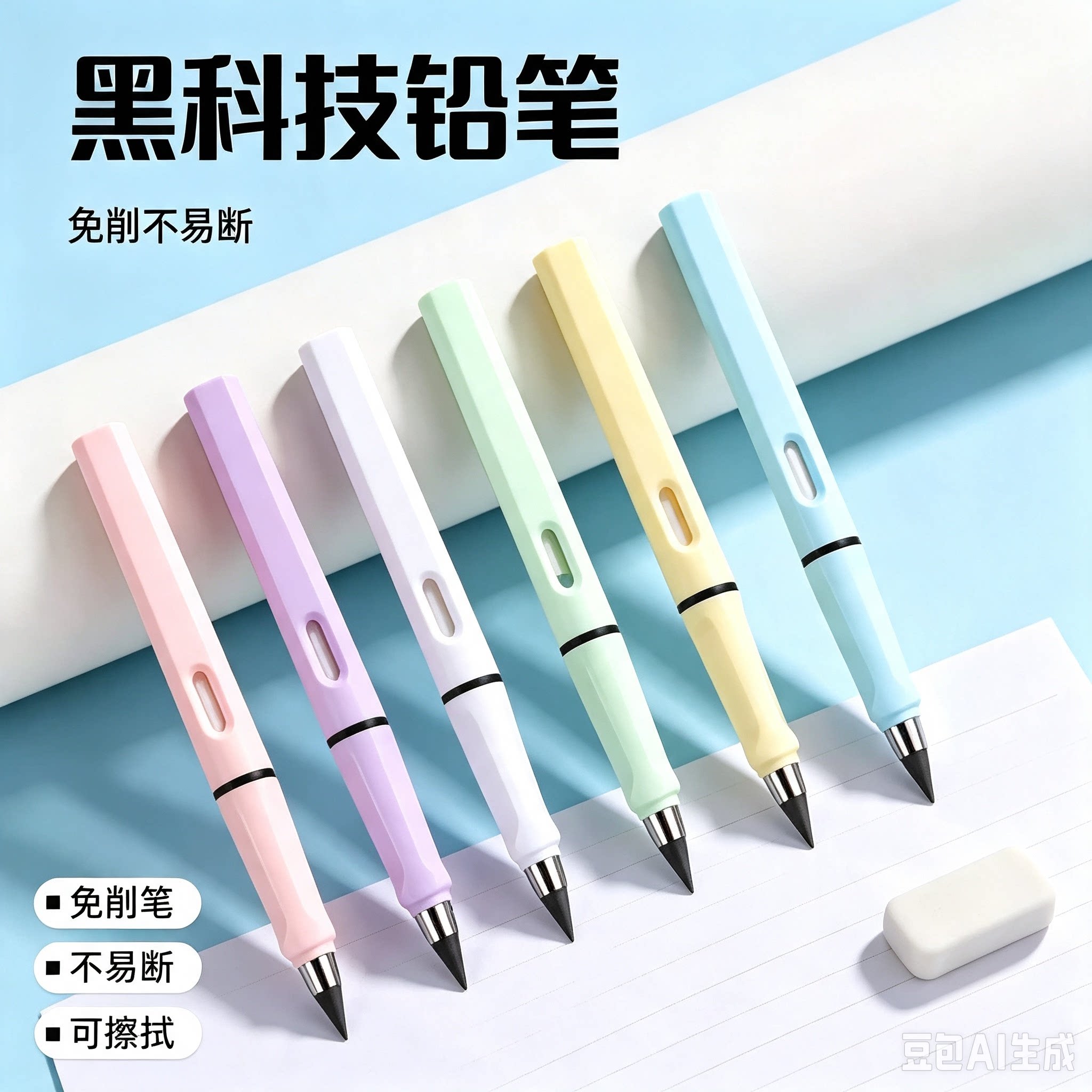 黑科技不用削石墨无墨水学生永恒正姿写铅笔完绘画不断铅写字JM
