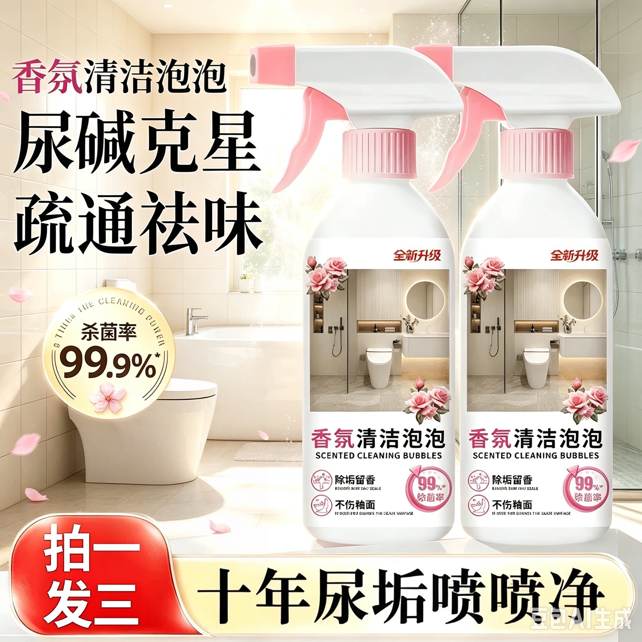 【拍一发三】香氛清洁泡泡浴室玻璃马桶洁厕剂除菌去污垢卫生间JH