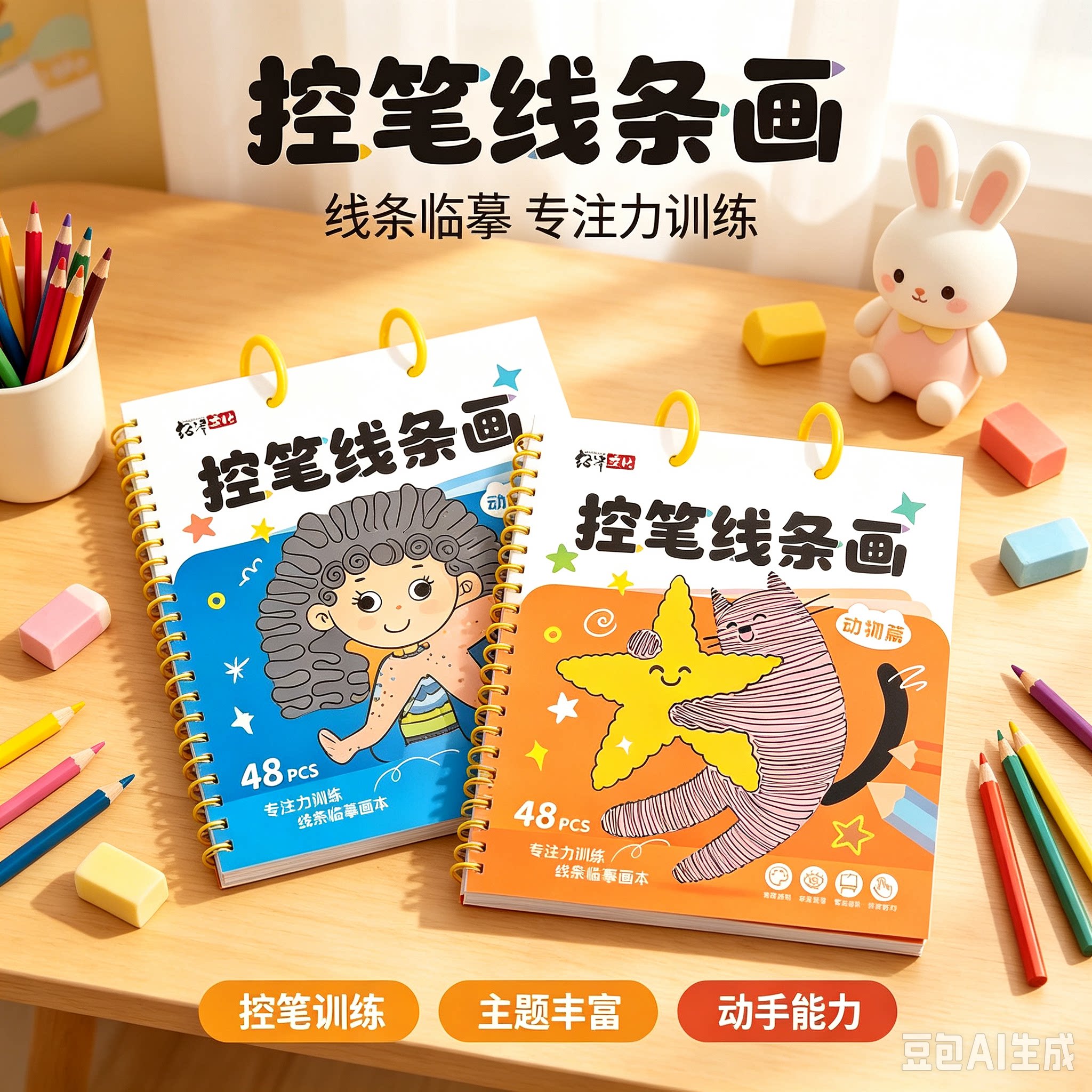 儿童趣味控笔线条画简笔画涂色控笔训练动物萌趣趣味临摹丰富JM