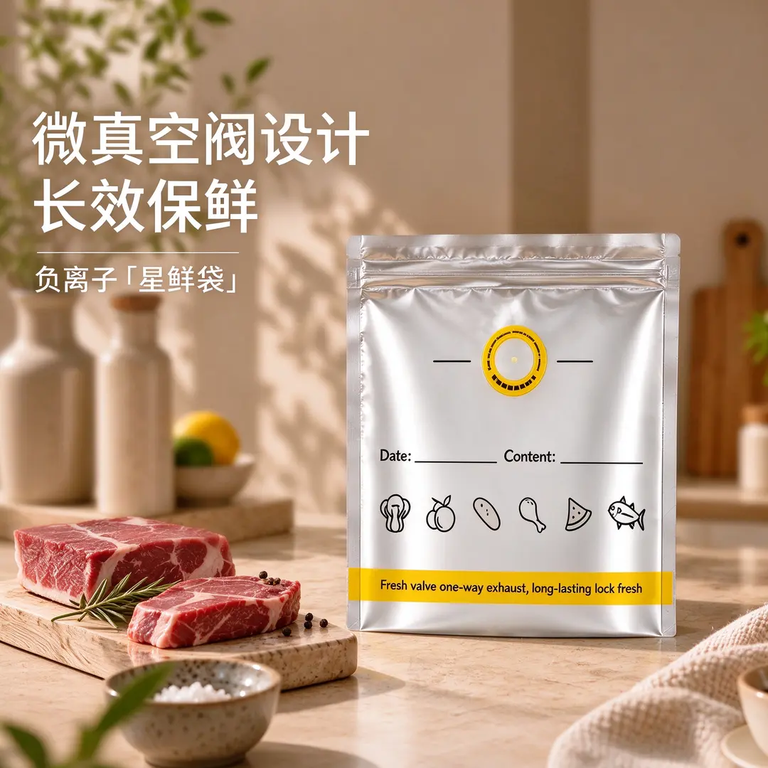 【空阀设计】星鲜袋食品接触级家用抗菌锁鲜易清洗密封可防潮ly