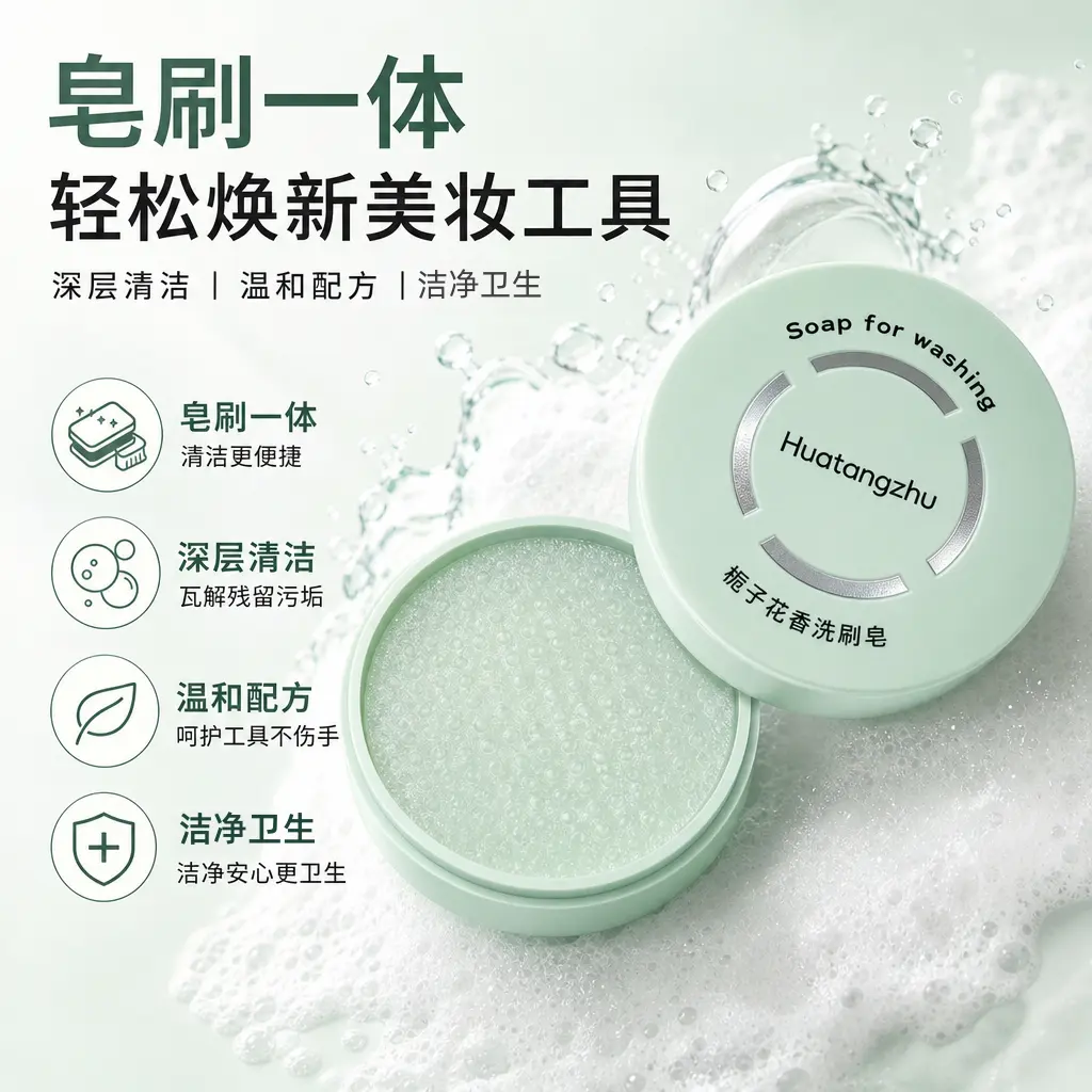 清洁皂化妆刷粉扑美妆蛋神器便携不脏手化妆清洁工具ZP