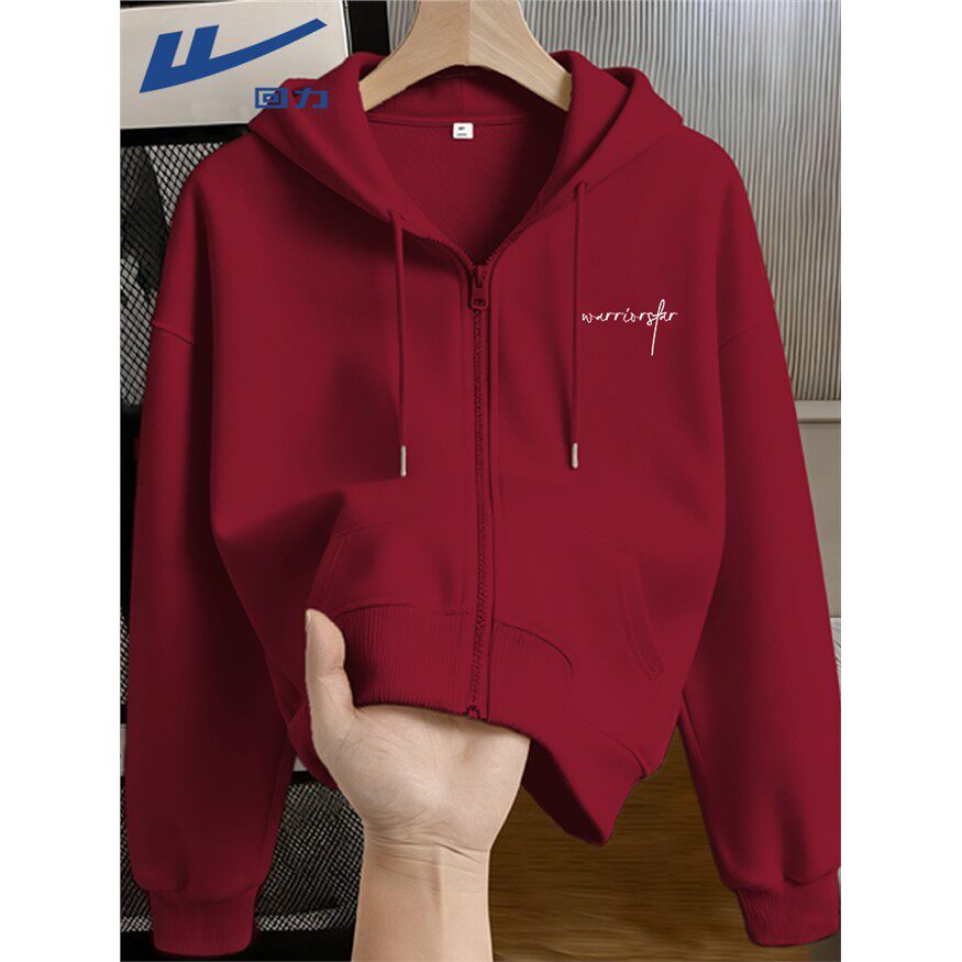 回力加绒卫衣女新款2025爆款时尚洋气外套秋冬加绒加厚初中生上衣