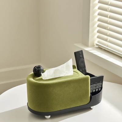 橄榄绿纸巾盒摆件遥控器客厅茶几