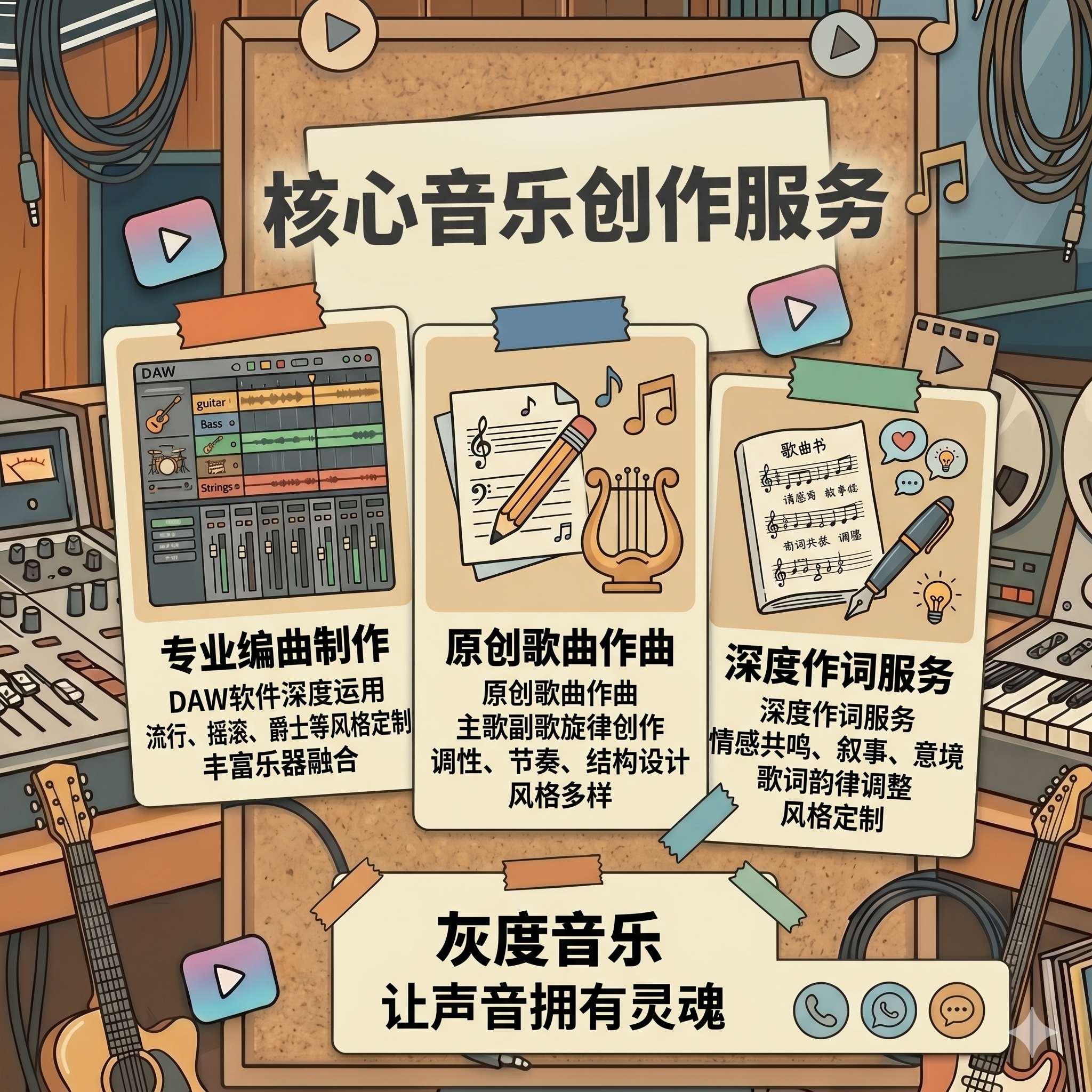 音乐制作剪辑提取伴奏词曲编音频软音源