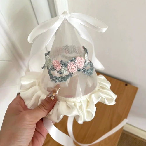 法式刺绣蕾丝生日帽发夹