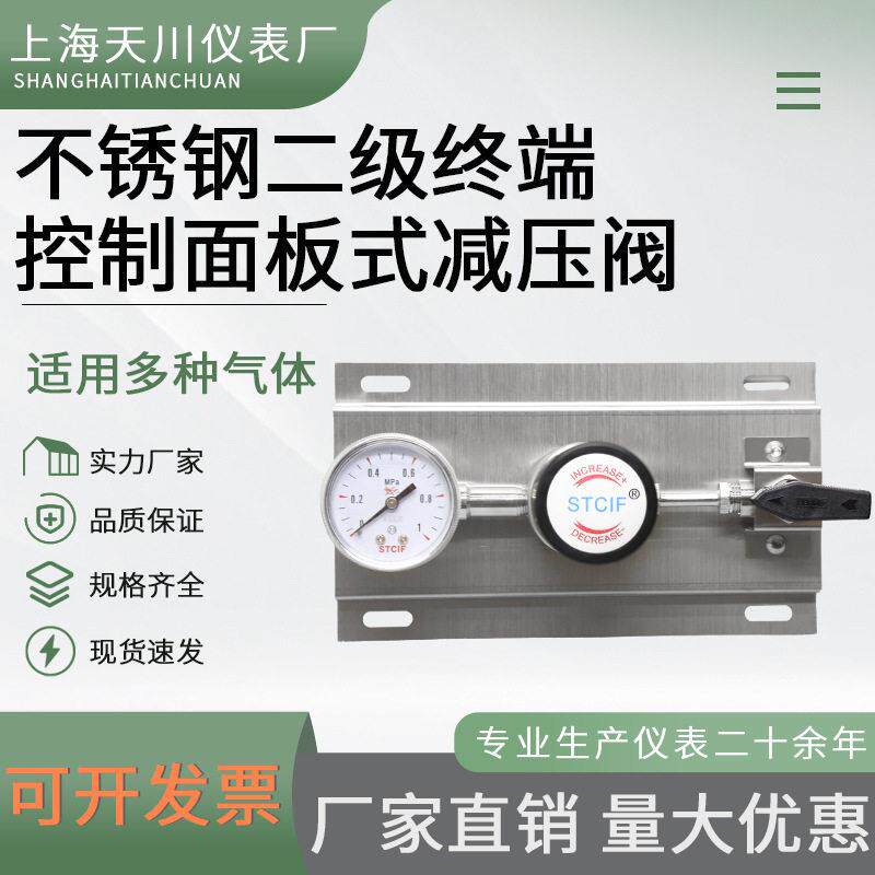 316L表压器不锈钢二级终端压阀氮气氩气氢气氧气面板调压阀