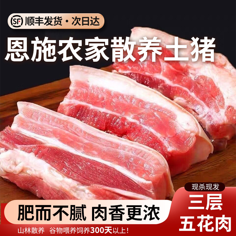 【顺丰冷链】千湖之省恩施土猪五花肉原切农家粮食散养新鲜土猪肉