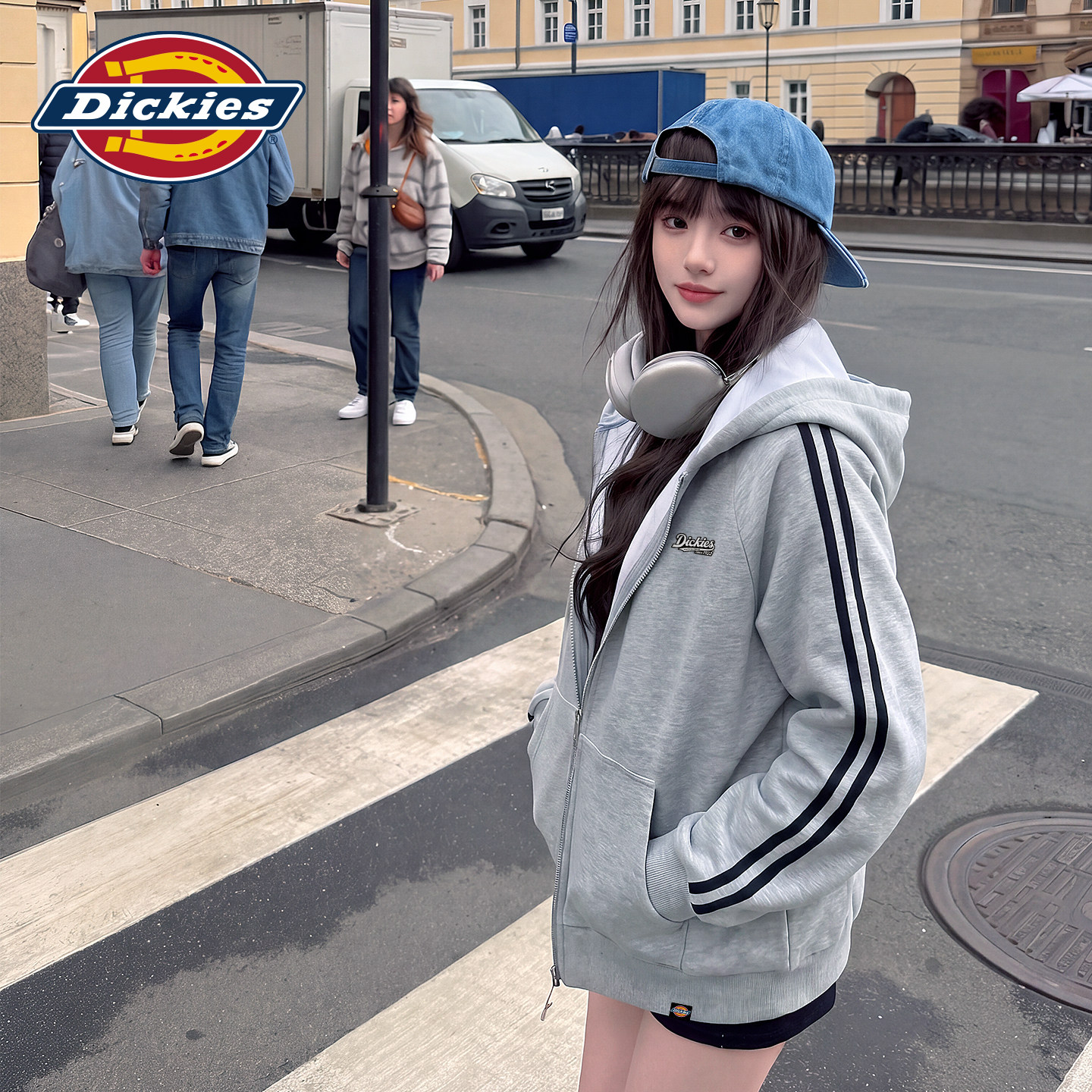 Dickies卫衣女2026新款时尚连帽开衫宽松慵懒风秋季美式拉链外套