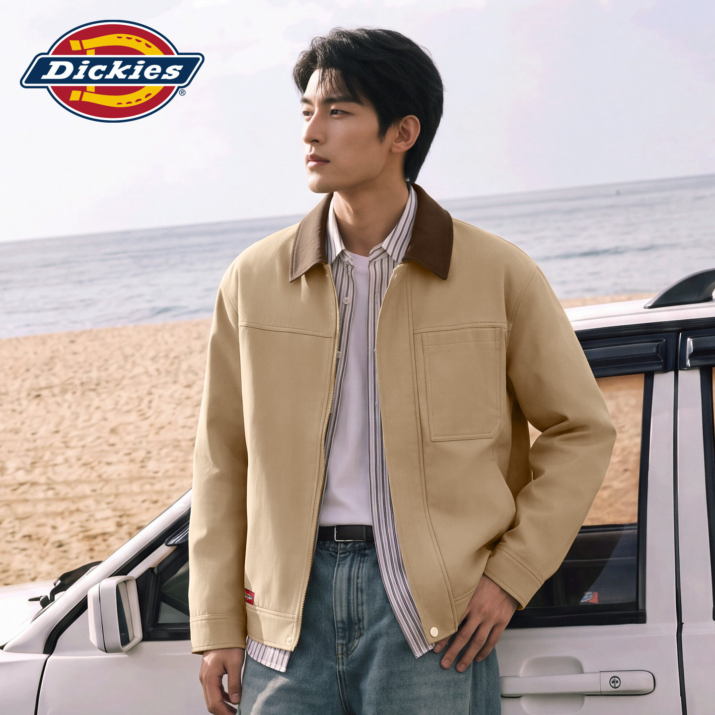 Dickies撞色翻领工装外套男士秋冬季新款宽松潮流休闲夹克上衣衫