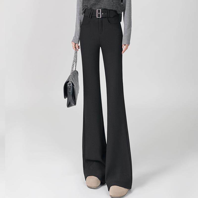 黑色高腰喇叭裤女2026秋冬春新款加绒加厚修身显瘦休闲西裤微喇裤