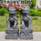 石雕麒麟石头青石摆件一对公母家用别墅门前大门口看门石麒麟祥瑞