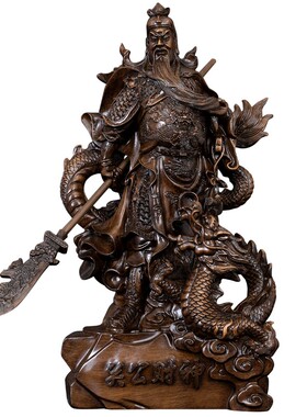 武财神关公摆件招财九龙关羽二爷供奉佛像客厅办公室装饰开业礼品