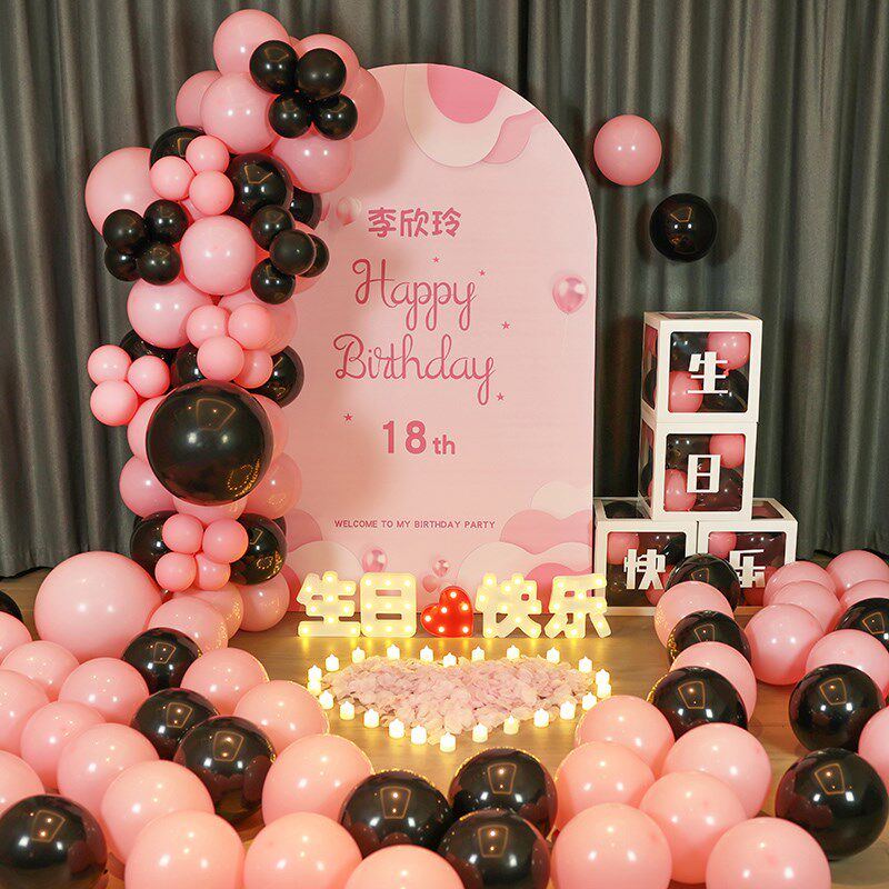 网红18岁成人礼男女生日快乐气球装饰求婚告白kt板场景布置背景墙