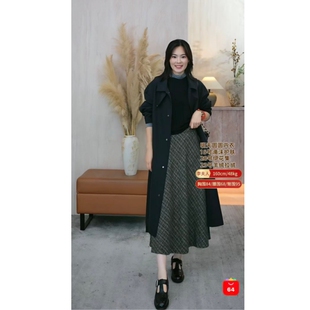 【李夫人MOMO粉丝专享】黄咖格格纹半裙慵懒风松弛53K032794