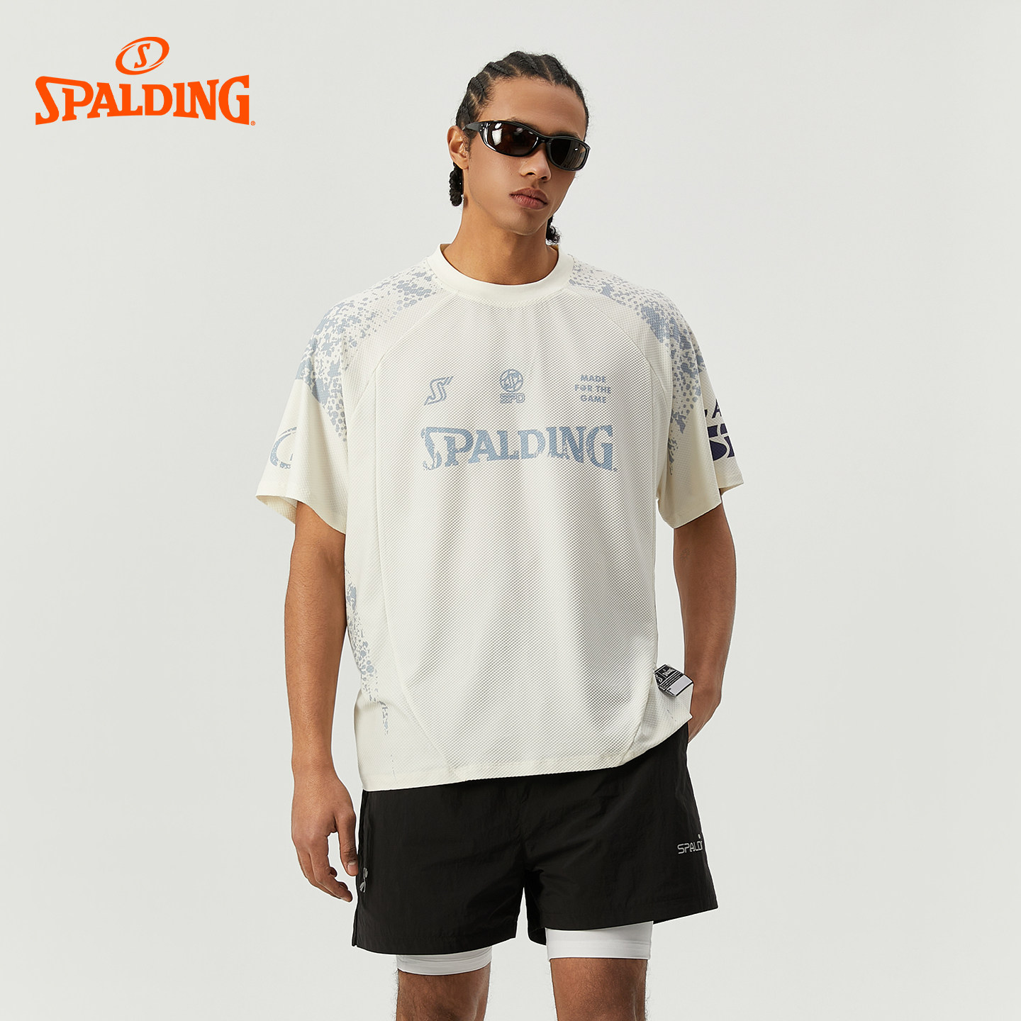 斯伯丁SPALDING2026夏季新款休闲运动训练篮球上衣速干短袖T恤男