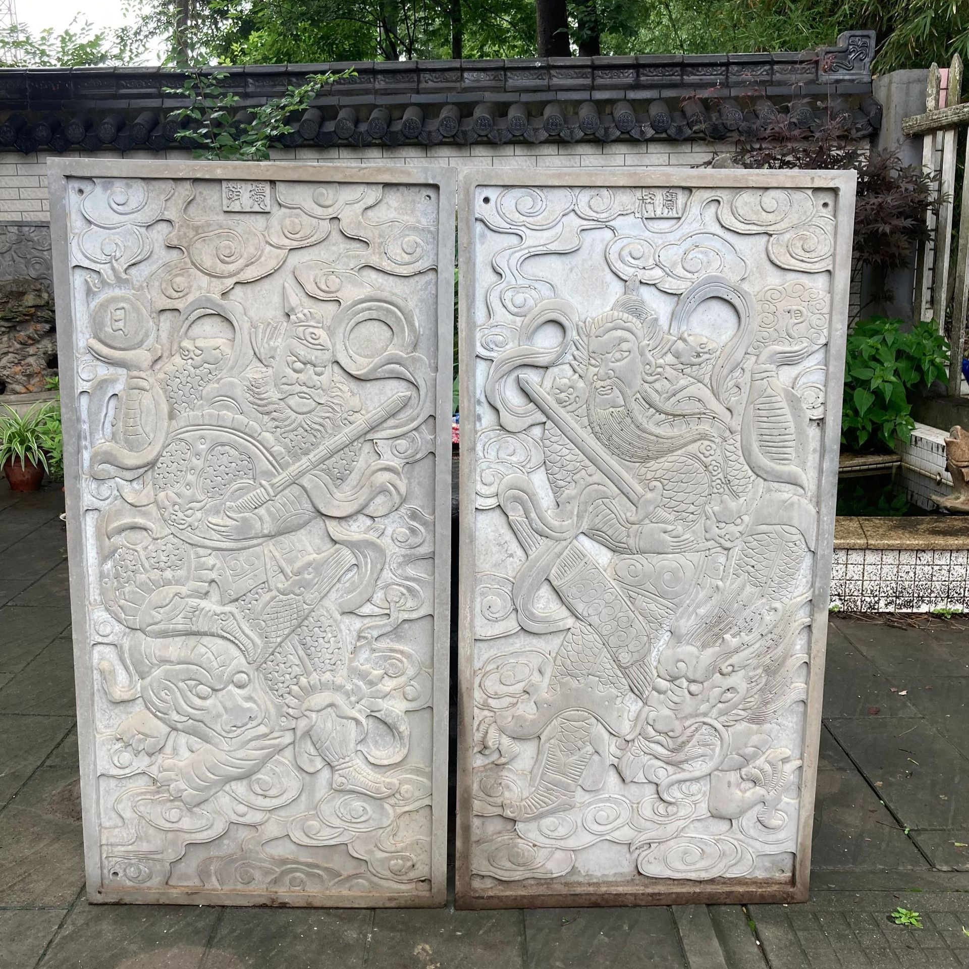 厂家直销仿古砖雕古代门神秦琼尉迟恭影壁人物武将建筑墙面装图片