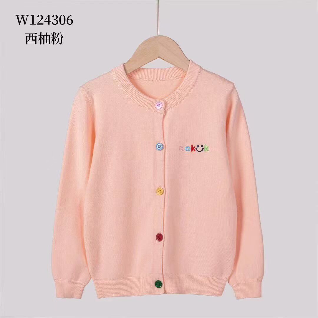 新款女大童针织开衫外套春秋装儿童宝宝纯色棉衣毛衣不起球