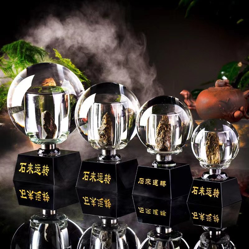 水晶球石来运转办公桌卧室酒柜玄关开业工艺礼品家居客厅装饰摆件