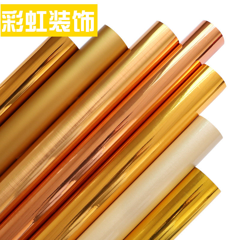 玫瑰金色镜面拉丝加厚家具翻新电梯门不锈钢橱柜贴纸厨房台面防水