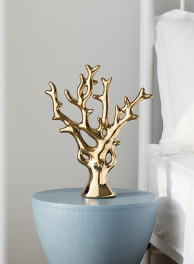 家居简约轻奢装饰品创意金色小摆件现代电视红酒柜客厅陶瓷工艺品