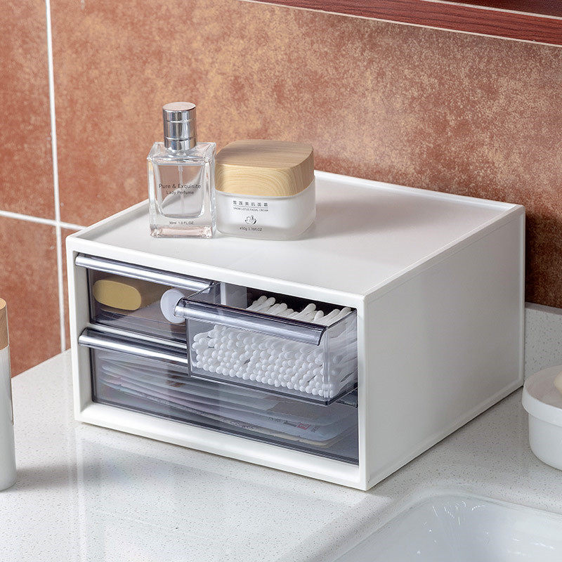 桌面透明小抽屉式收纳柜化妆品收纳盒办公室书桌多层储物柜整理箱