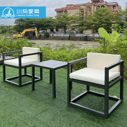 景区民宿别墅外摆创意铝合金椅子小茶几组合室外外摆防水防晒家具