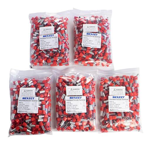 SRXECT 1000PCS 线套圈,4 号线套圈,铜压接套圈连接器,绝缘针线端