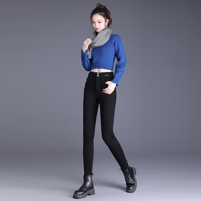 黑色高腰小脚牛仔裤女2025春秋新款显瘦提臀弹力百搭紧身铅笔裤子