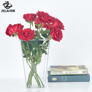 鲜花桶养花醒花桶透明亚克力花桶装花泡花束塑料家用花店插花用品
