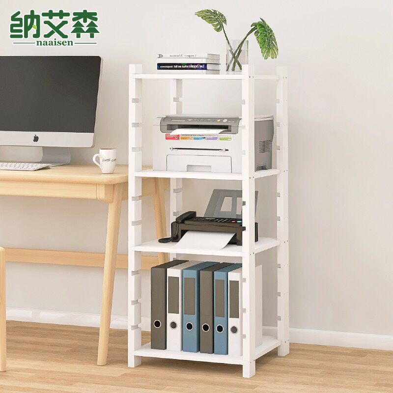 打印机置物架落地可移动电脑主机一体托架实木多层收纳架子多功能