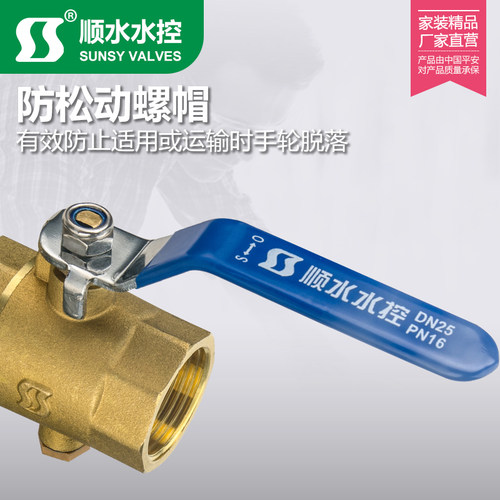 顺水暖气加厚热力测温黄铜球阀6分双内丝DN20内牙铜阀门1寸dn25