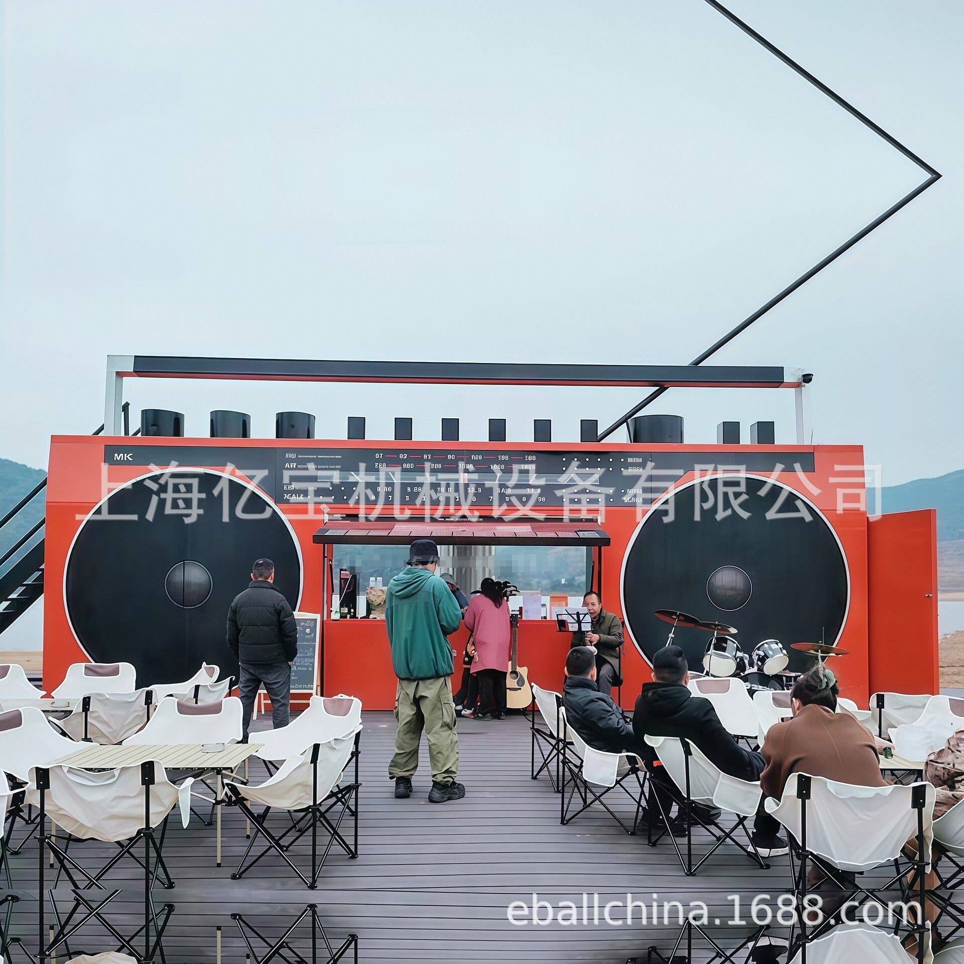 大型录音机咖啡厅创意户外打卡装置景区引流摆摊车网红移动售卖亭图片