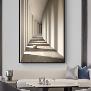 客厅玄关装 落地壁画空间延伸感抽象创意走廊过道入户挂画 饰画竖版