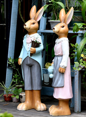 户外庭院可爱情侣兔子大号花园林幼儿园艺装饰品创意写实动物摆设