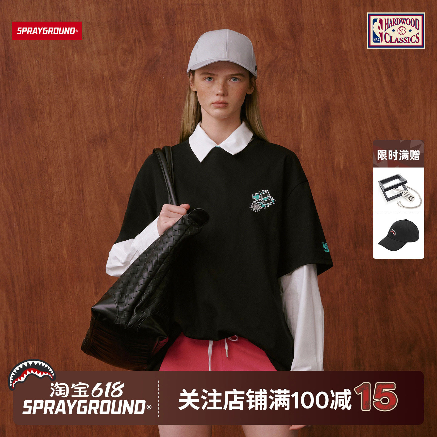SPRAYGROUND I NBA HWC联名系列 马刺队潮流美式嘻哈街头短袖T恤