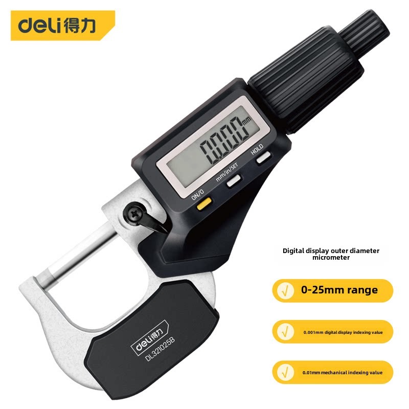 Deli Dl 321025b数字外径千分尺高精度螺旋千分尺