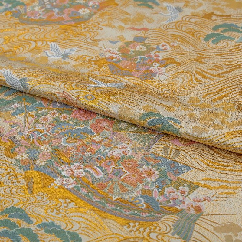 西阵织轮船茶席桌旗桌布正娟日式布料手工刺绣面料diy包和服腰带