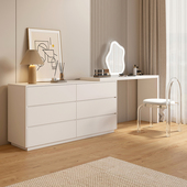 实木梳妆台卧室现代简约床尾斗柜一体轻奢奶油风化妆台小型化妆桌