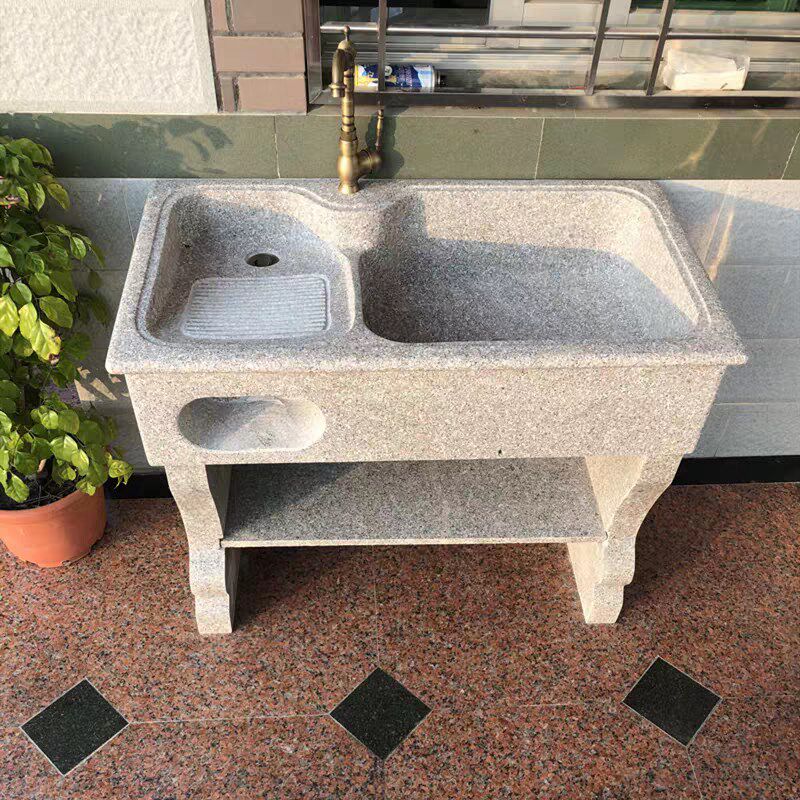 花岗岩整体石头石材洗衣台阳台家用洗衣池大理石带搓衣板水槽盆