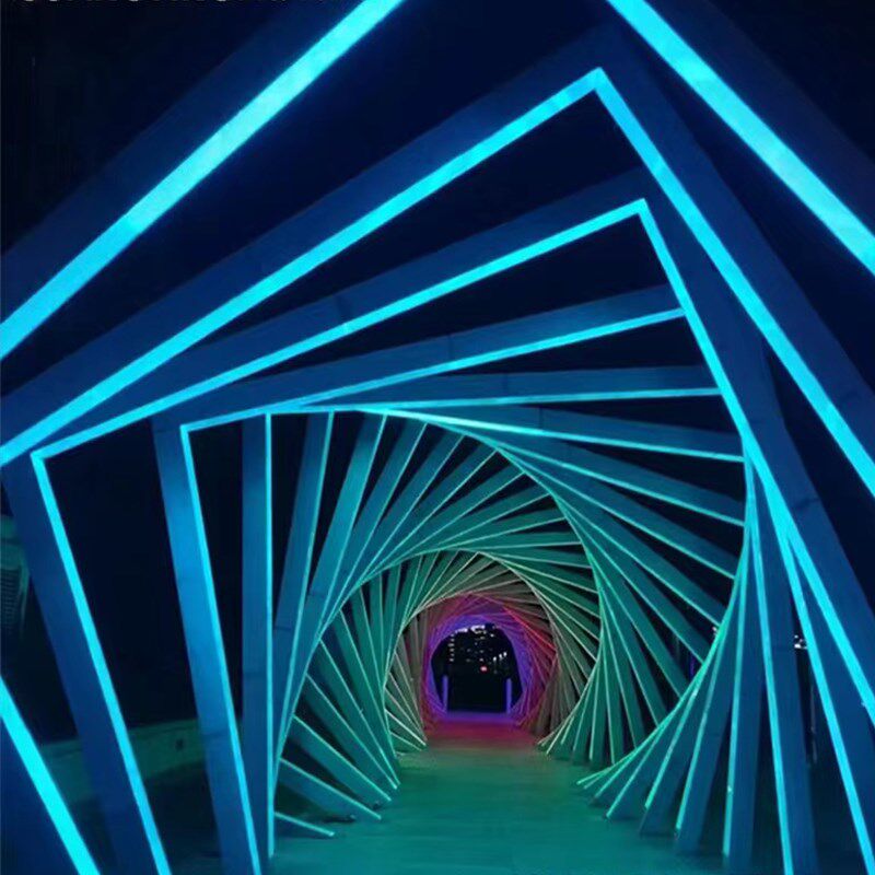 发光几何隧道拱门户外游乐拍照打卡支持定制生产厂家体感互动LED