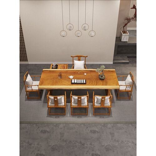 新西兰老松木茶桌新中式实木禅意茶台功夫简约大板泡茶桌接待桌